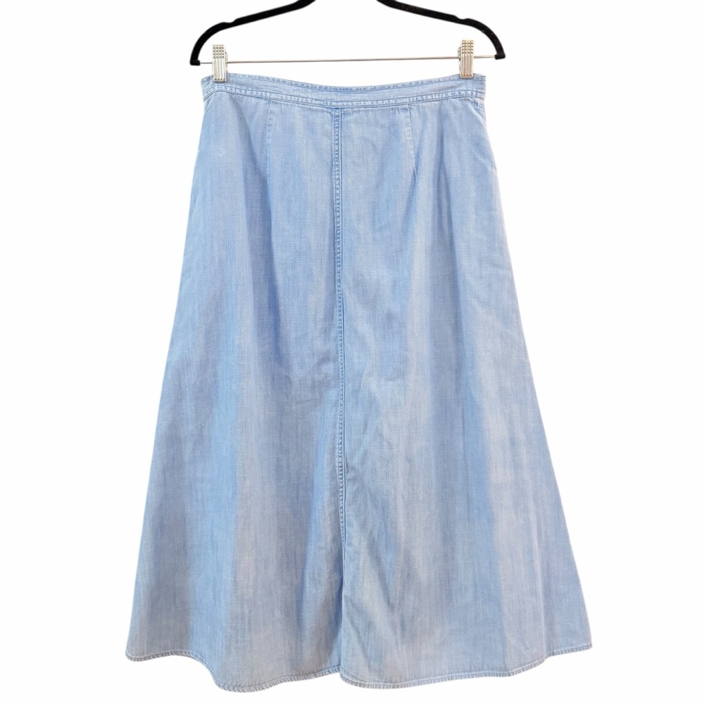 Gap Button Front Midi Light Wash Denim Skirt - image 2